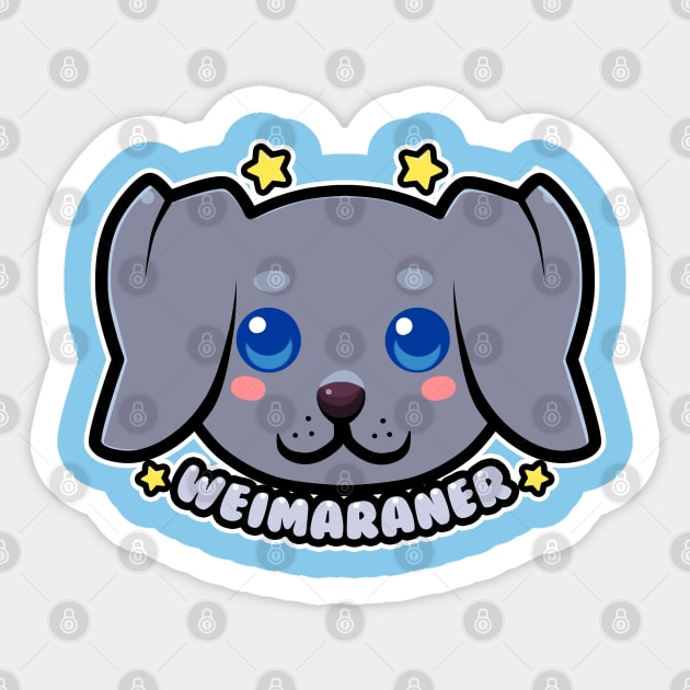 KAWAII Chibi Weimaraner Dog Face Sticker by TechraNova